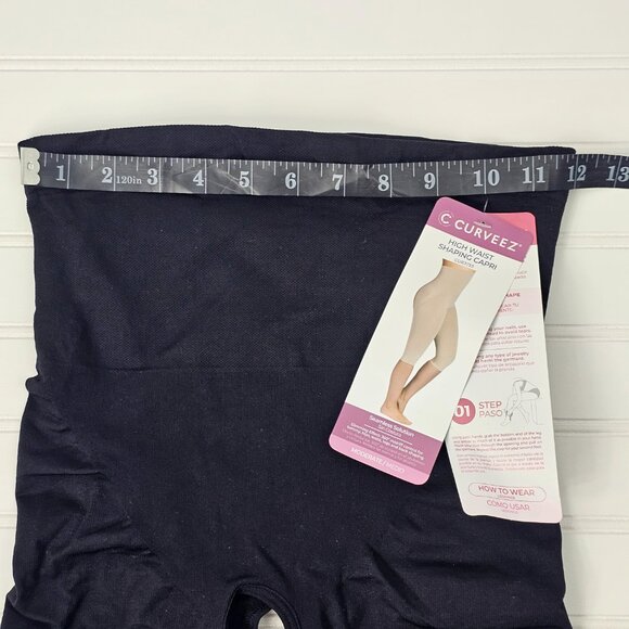 Curveez Women's Black High Waist Seamless Shaping Capri Leggings Size M NWT - Picture 12 of 16